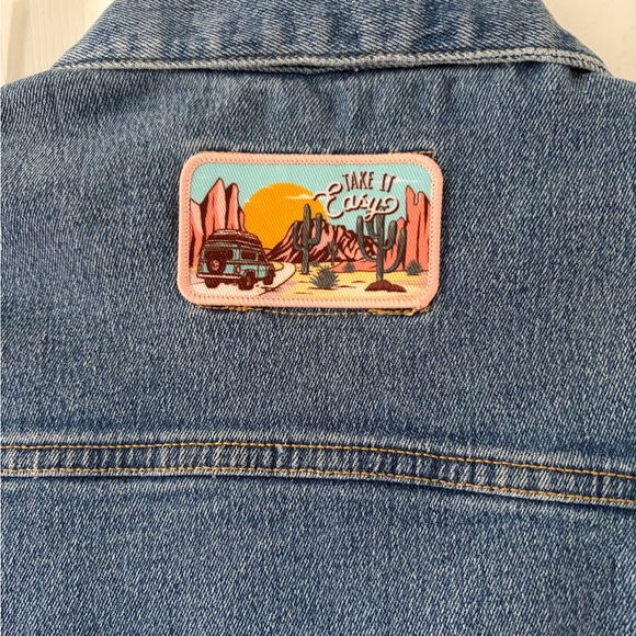 Express Vintage Denim Vest with Fun Patches - Picture 5 of 5